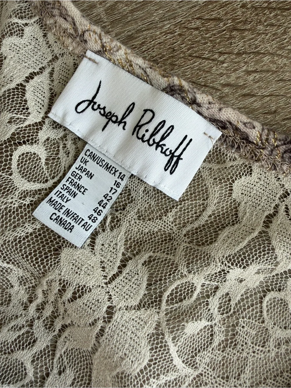 Joseph Ribkoff Beige/Taupe Open Cardigan Lace Trim Style 181657